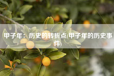 甲子年：历史的转折点(甲子年的历史事件)