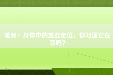 耻骨：身体中的重要定位，你知道它在哪吗？